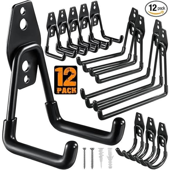 12 Pack Garage Hooks Heavy Duty,Utility Steel Garage Storage Hooks,Wall Mount - Picture 7 of 7